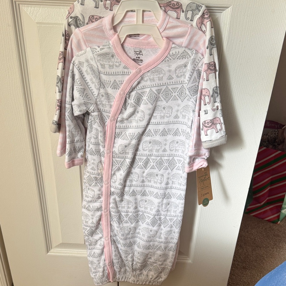 Pink and Gray Elephant Print Kids Bodysuit